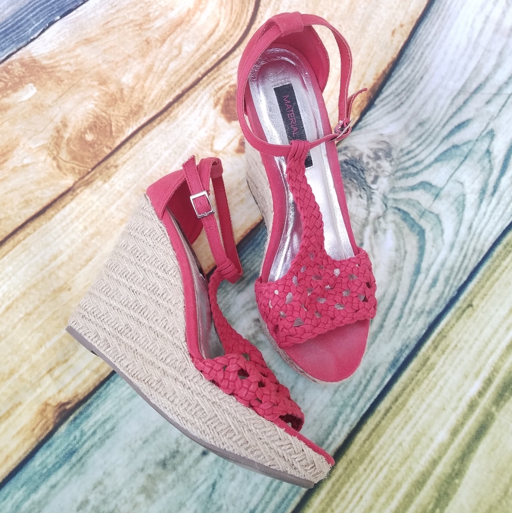 Material Girl Espadrille T-Strap Wedge Sandals